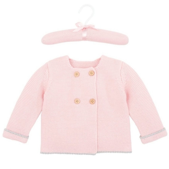 Elegant Baby Pink Grey Chunky Sweater 18mo NWOT - Picture 2 of 9